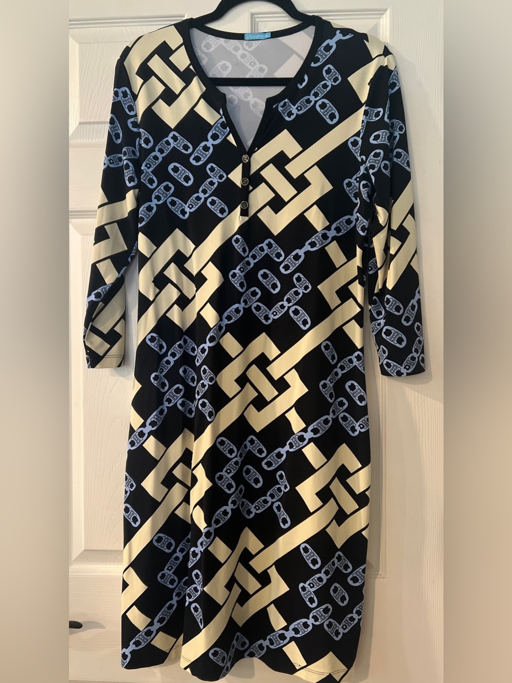 J. McLaughlin Button Henley Chain Dress Size Large Preppy Casual